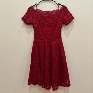 Off the shoulder red dress